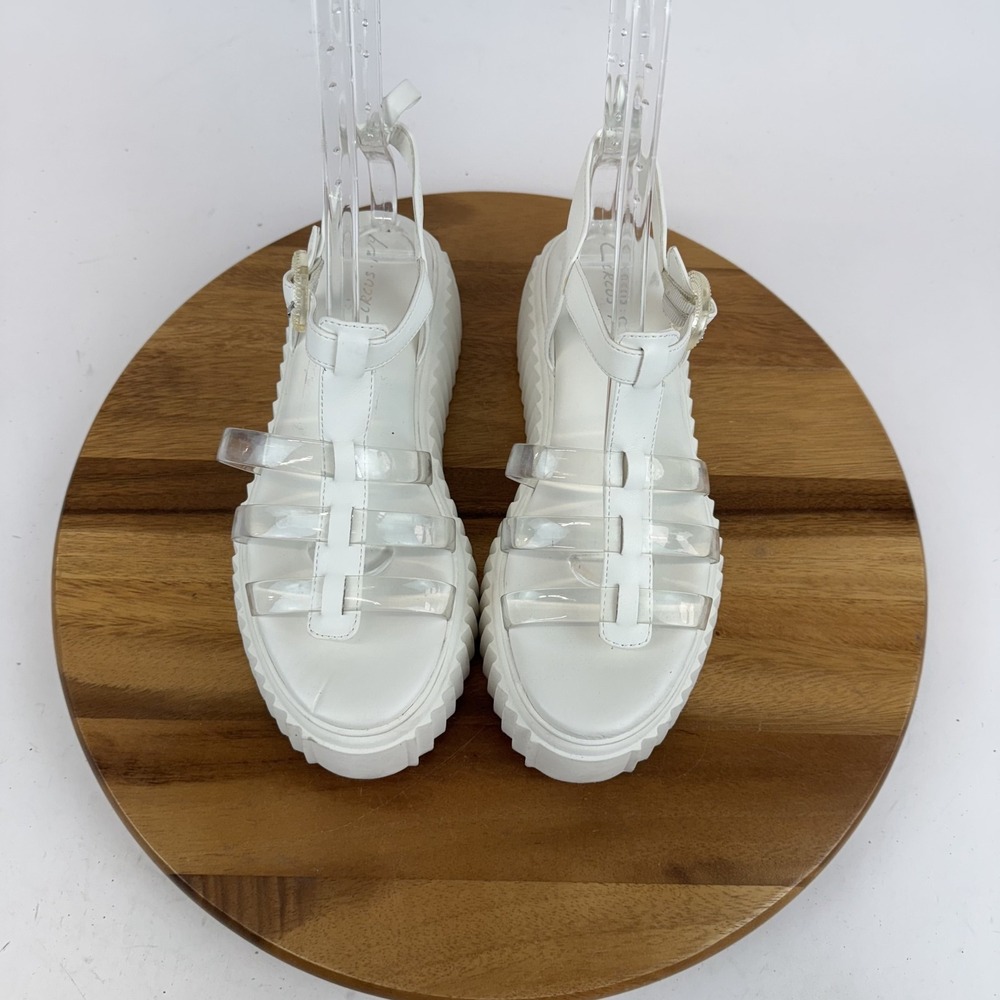 New Womens Circus By Sam Edelman Ester White Faux Leather Platform Heels Size 9